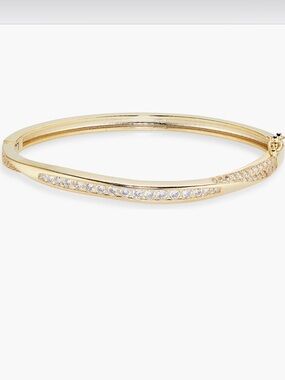 NWT 14k Cubic Zirconia Wavy Bangle Bracelet
